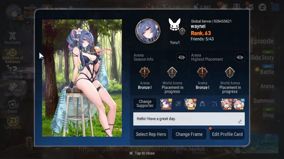 Epic Seven Accounts Starter GLOBAL UnVerif|New Era|7 ML(Notos,SN Yulha,Belian,Etc)+Rinak,Setsuka,AB Fumyr,Etc|3,9k 2