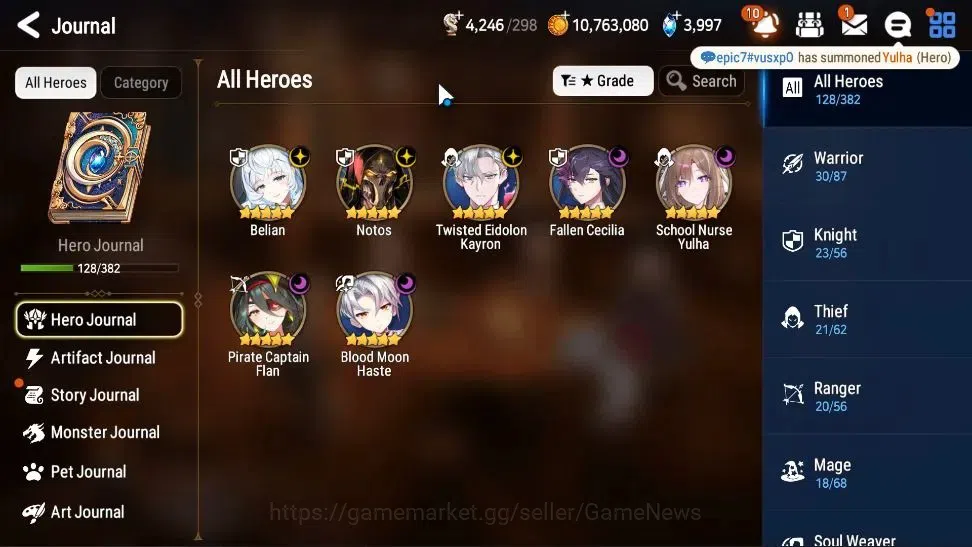 Epic Seven Accounts Starter GLOBAL UnVerif|New Era|7 ML(Notos,SN Yulha,Belian,Etc)+Rinak,Setsuka,AB Fumyr,Etc|3,9k 6