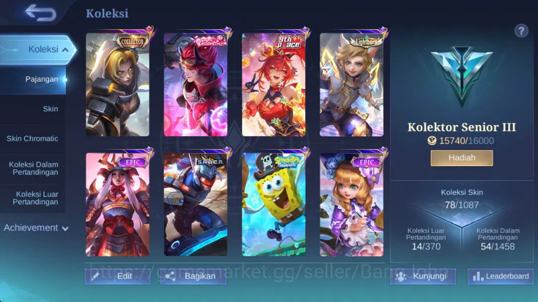 Mobile Legends: Bang Bang Accounts HERO 50+ SKIN 70+ valentine claude, lightborn harr image 2