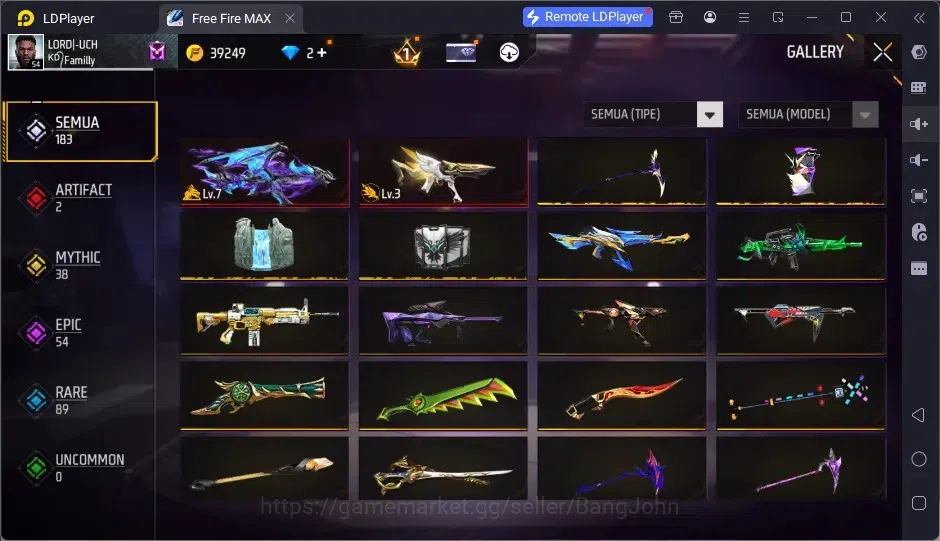 Free Fire Accounts Indonesia | 2 EVO (AK47-BlueFlame Lv7, MP5-Platinu image 4
