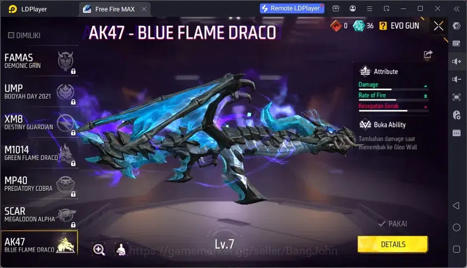 Free Fire Accounts Indonesia | 2 EVO (AK47-BlueFlame Lv7, MP5-Platinu image 5