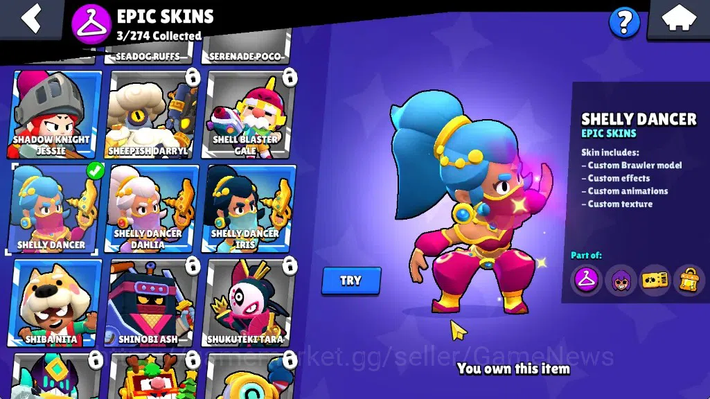 Brawl Stars Accounts 386 Trophy|10 Brawlers 1 Max (Edgar)|7k Bling 3k PP|1 Legendary (Mecha Edgar),1 Mythic (Gridiron 13