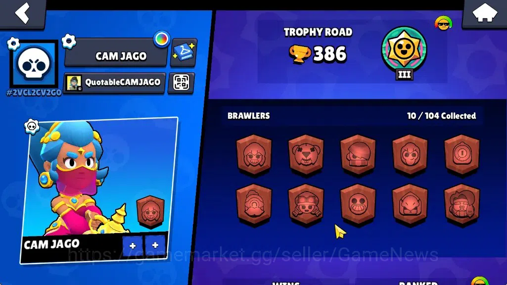 Brawl Stars Accounts 386 Trophy|10 Brawlers 1 Max (Edgar)|7k Bling 3k PP|1 Legendary (Mecha Edgar),1 Mythic (Gridiron 2