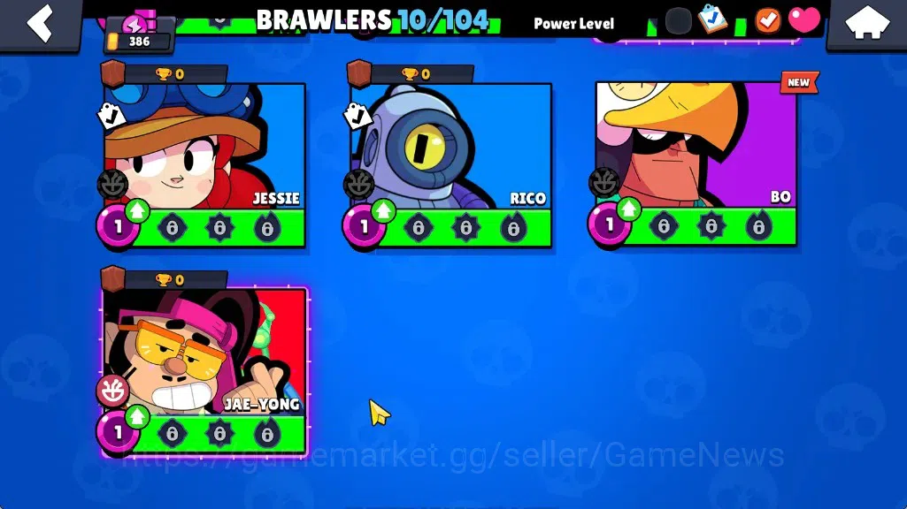 Brawl Stars Accounts 386 Trophy|10 Brawlers 1 Max (Edgar)|7k Bling 3k PP|1 Legendary (Mecha Edgar),1 Mythic (Gridiron 8