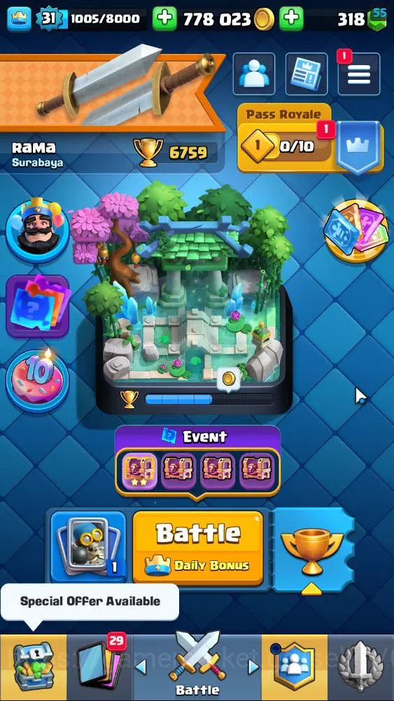 Clash Royale Accounts Lv 31|Trophy 6759|KTL 11|Limited Skin|Card 115| 1 image 1