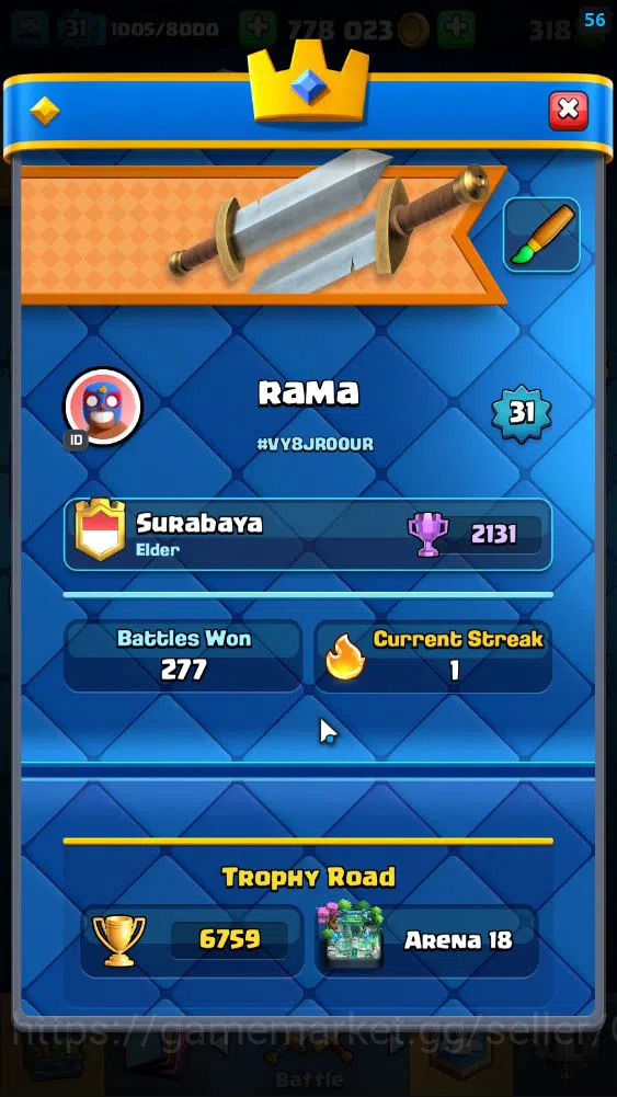 Clash Royale Accounts Lv 31|Trophy 6759|KTL 11|Limited Skin|Card 115| 1 image 2