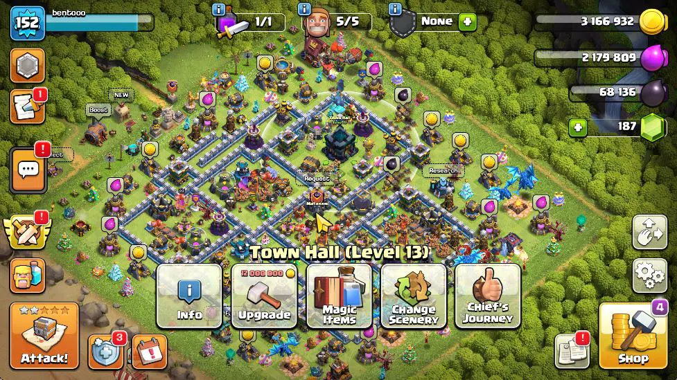 Clash of Clans Accounts TH 13 - BH 9|Limited Skin|LV 152|HH 7|BK 45,AQ 59, image 1