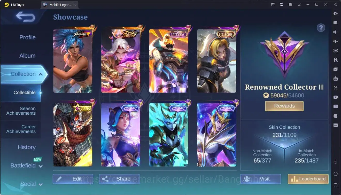 Mobile Legends: Bang Bang Accounts Global|Hero 108|Skin 231|Renowned|KOF Karina|SV Ha image 2