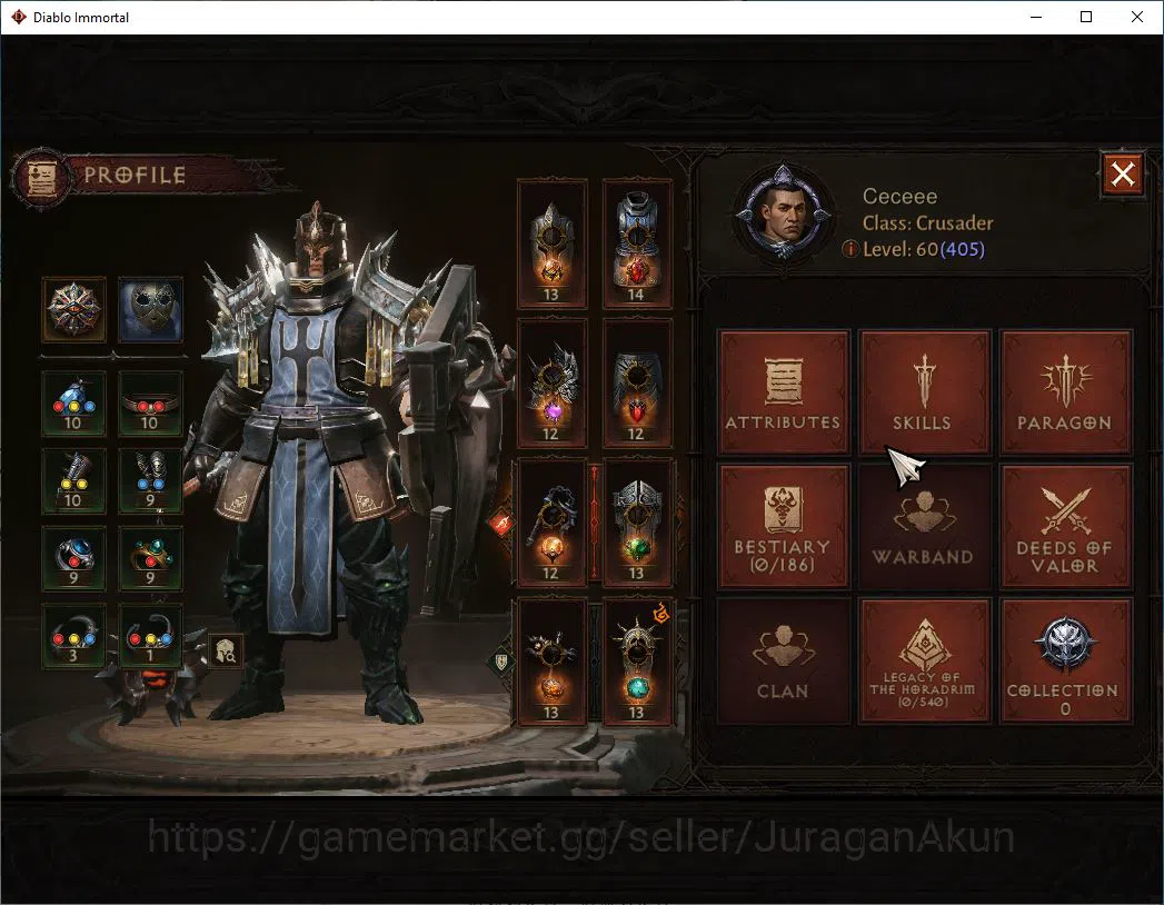 Diablo Immortal Accounts Mid-Tier SEA- Vasilly | Lv60(405) | Crusader |32K CR | Reso 510 | Inferno I | Paragon Maledictor 3