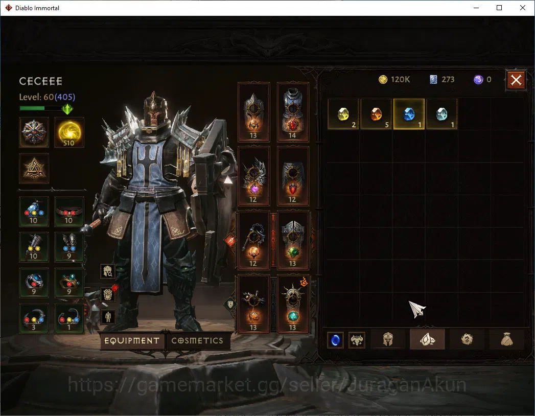 Diablo Immortal Accounts Mid-Tier SEA- Vasilly | Lv60(405) | Crusader |32K CR | Reso 510 | Inferno I | Paragon Maledictor 7