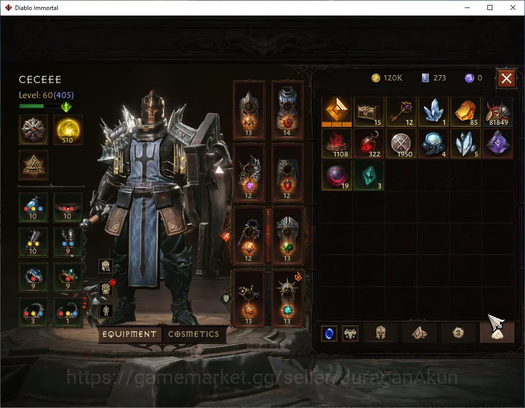Diablo Immortal Accounts Mid-Tier SEA- Vasilly | Lv60(405) | Crusader |32K CR | Reso 510 | Inferno I | Paragon Maledictor 8