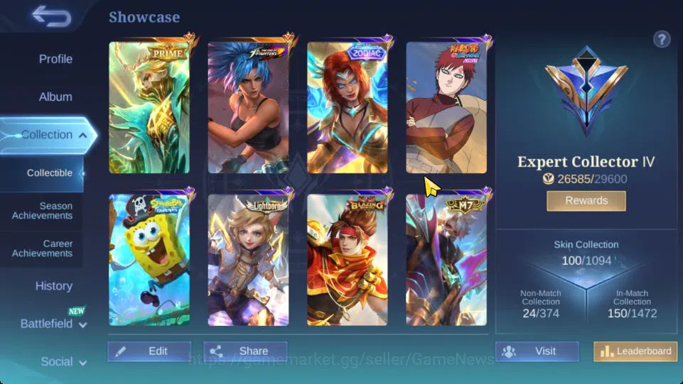 Mobile Legends: Bang Bang Accounts Hero 66|Skin 100|Granger[Prime+M7],KOF Karina,Zodi image 15