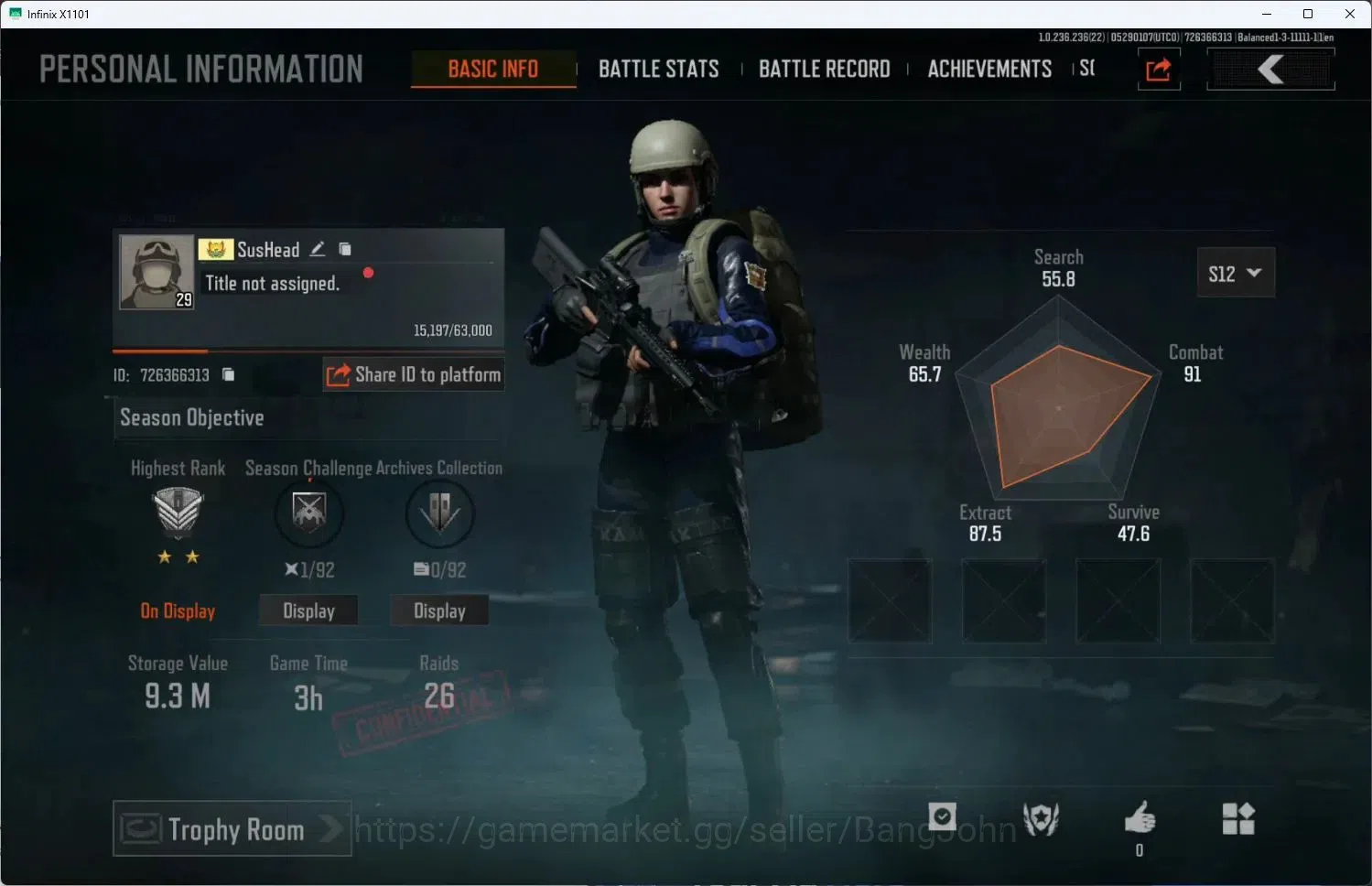Arena Breakout Accounts High-End Mobile | LV 29 | SV 9.3 M | CV 5.8 M | GM AK-12, QS M110, MaxTac Uniform, RL Set | more 1