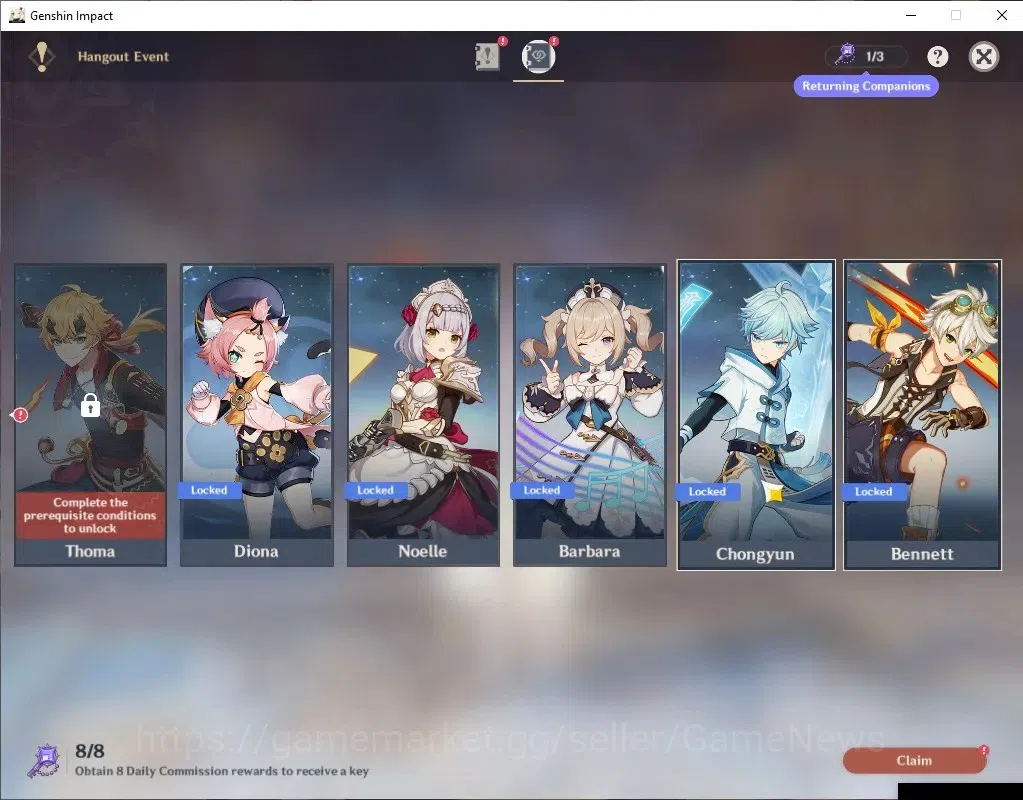 Genshin Impact Accounts ASIA | AR 33 |2 Limited+2(*5Weapon)| Nicole,Zibai  image 16