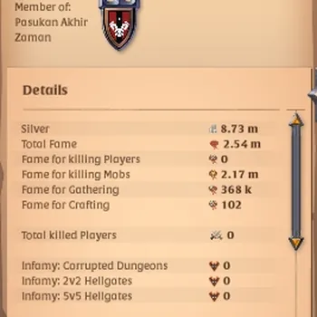 Albion Online Accounts Starter Asia |2,54M Total Fame - 8,73M Silver|T8 Ore Miner Gather Equipment With T7 BattleAxe