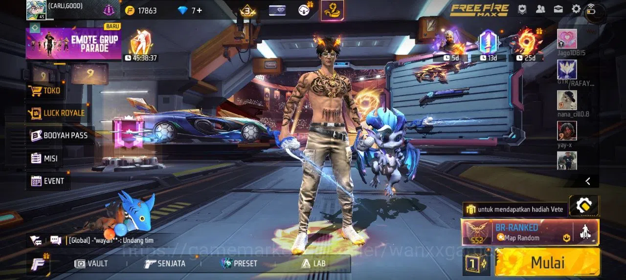 Free Fire Accounts Indonesia | AKUN LVL 45 SG MAMBAH VAULT 26 EMOTE 11 KATANA LOBY 1 TAS 12 WEAPON 43 | W681 1