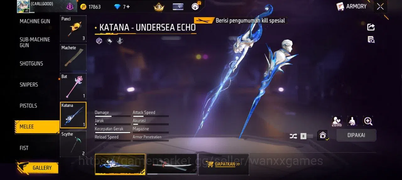 Free Fire Accounts Indonesia | AKUN LVL 45 SG MAMBAH VAULT 26 EMOTE 11 KATANA LOBY 1 TAS 12 WEAPON 43 | W681 7