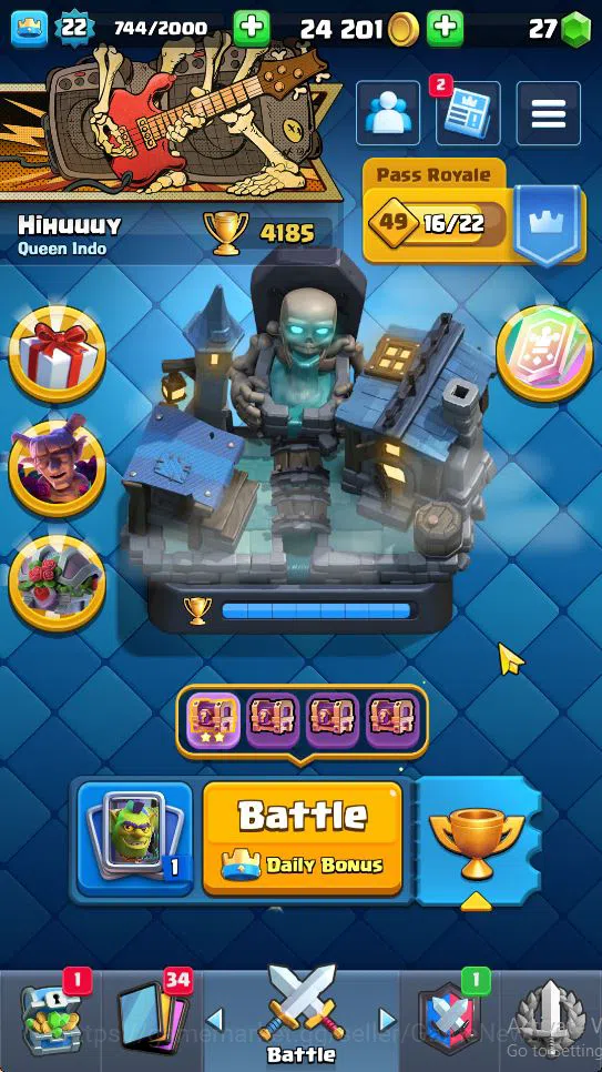 Clash Royale Accounts Midgame Lv 22|Trophy 4185|KTL 9|Limited Skin|Card 71| 2 EVO 3 Legendary 17 Epic 24 Rare 27 Common|Take