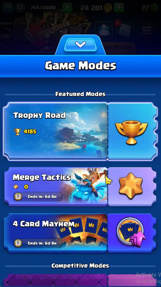Clash Royale Accounts Midgame Lv 22|Trophy 4185|KTL 9|Limited Skin|Card 71| 2 EVO 3 Legendary 17 Epic 24 Rare 27 Common|Take 2