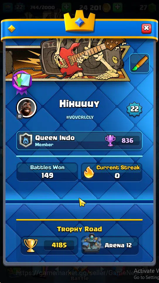 Clash Royale Accounts Midgame Lv 22|Trophy 4185|KTL 9|Limited Skin|Card 71| 2 EVO 3 Legendary 17 Epic 24 Rare 27 Common|Take 3