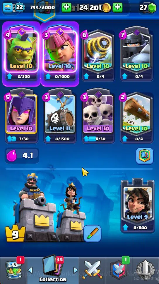 Clash Royale Accounts Midgame Lv 22|Trophy 4185|KTL 9|Limited Skin|Card 71| 2 EVO 3 Legendary 17 Epic 24 Rare 27 Common|Take 4