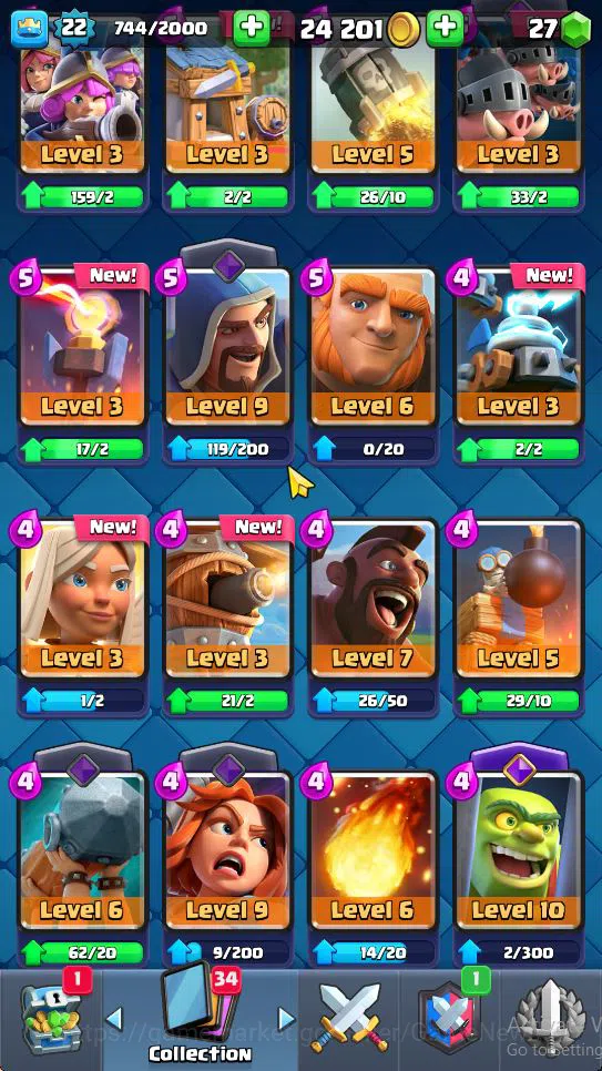 Clash Royale Accounts Midgame Lv 22|Trophy 4185|KTL 9|Limited Skin|Card 71| 2 EVO 3 Legendary 17 Epic 24 Rare 27 Common|Take 7