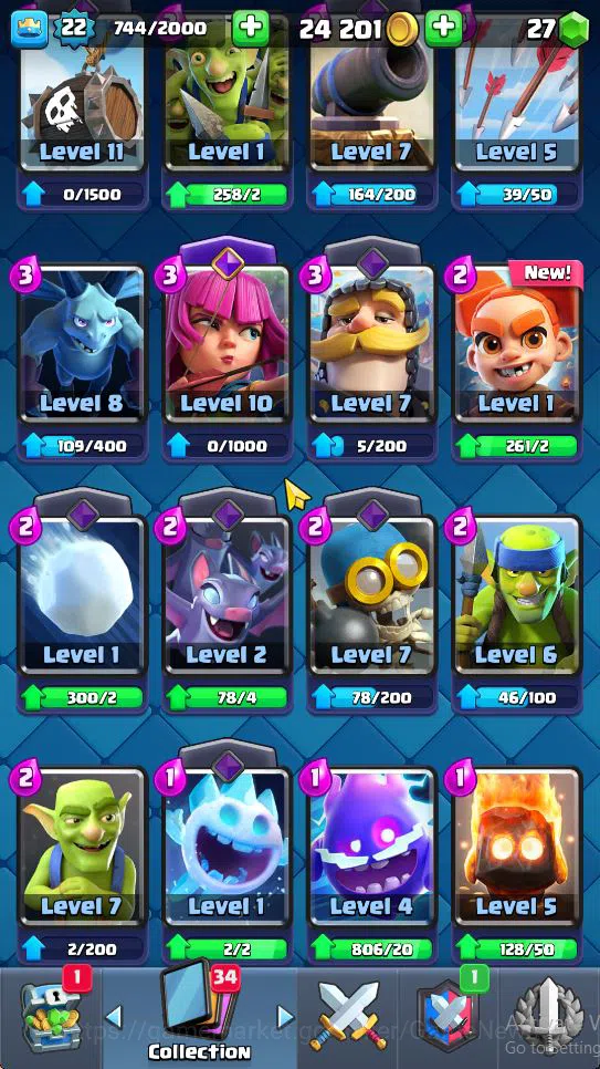 Clash Royale Accounts Midgame Lv 22|Trophy 4185|KTL 9|Limited Skin|Card 71| 2 EVO 3 Legendary 17 Epic 24 Rare 27 Common|Take 9