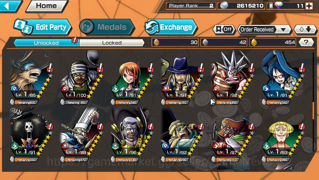 One Piece Bounty Rush Accounts Starter Global|4EX|BMO Kaido,Winner Island Law,T5Elder Nusjuro,T5Elder Saturn|Rank 7