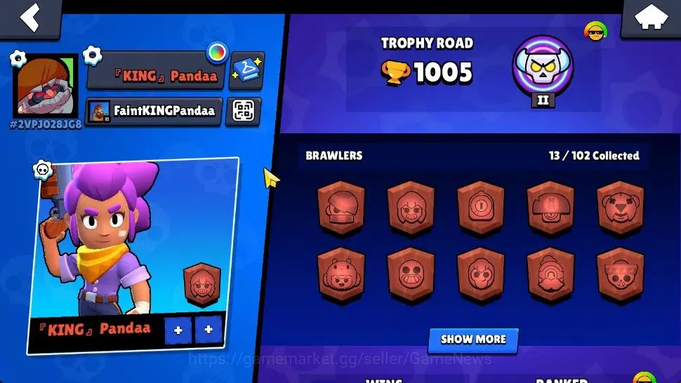 Brawl Stars Accounts 1005 Trophy | 13 Brawlers 2 Max Lv (Shelly,Poco) | 1 Epic Skin [Doctor Edgar] | CN ON | 3950 Bling 850 2