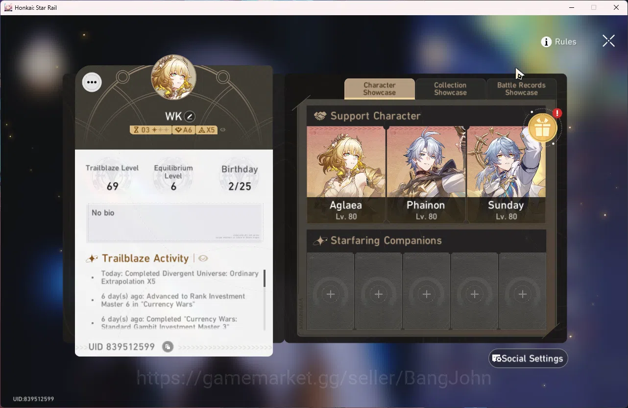 Honkai Star Rail Accounts Asia | TL 69 | 8 Limit | Phainon | Cerydra | Sunda image 2