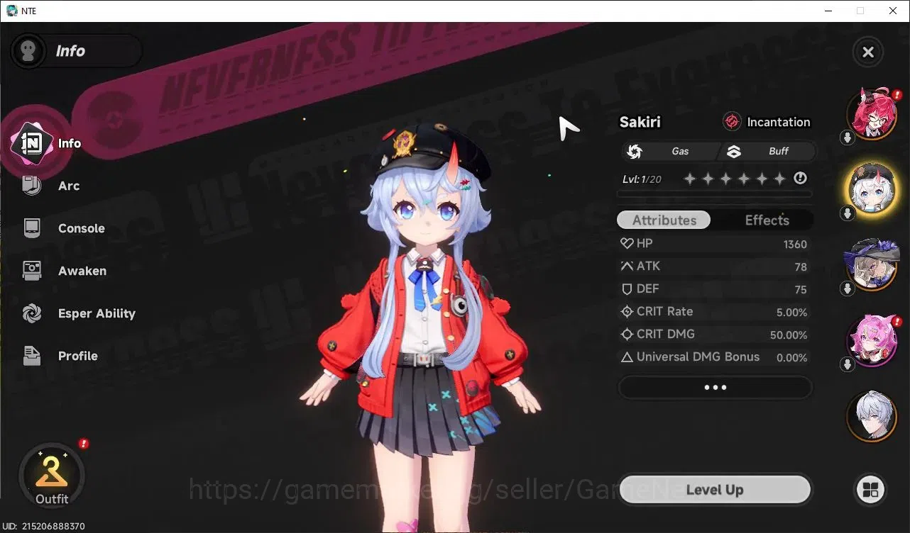 Neverness to Everness Accounts GLOBAL EU|HL 3|3 SSR Limited Nanally, Jiuyan, Saki image 3