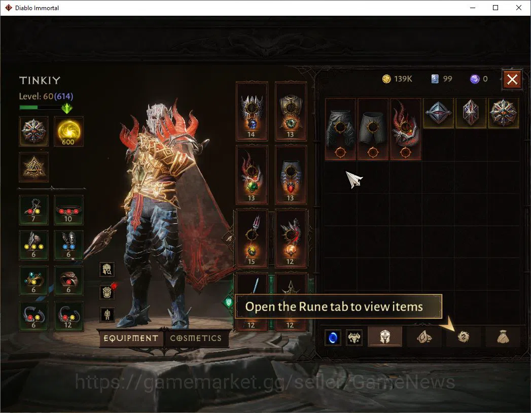Diablo Immortal Accounts SEA-Verathiel|Lv60 (614)| Blood knight|34k CR|Reso image 5