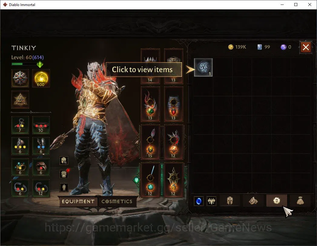 Diablo Immortal Accounts SEA-Verathiel|Lv60 (614)| Blood knight|34k CR|Reso image 7