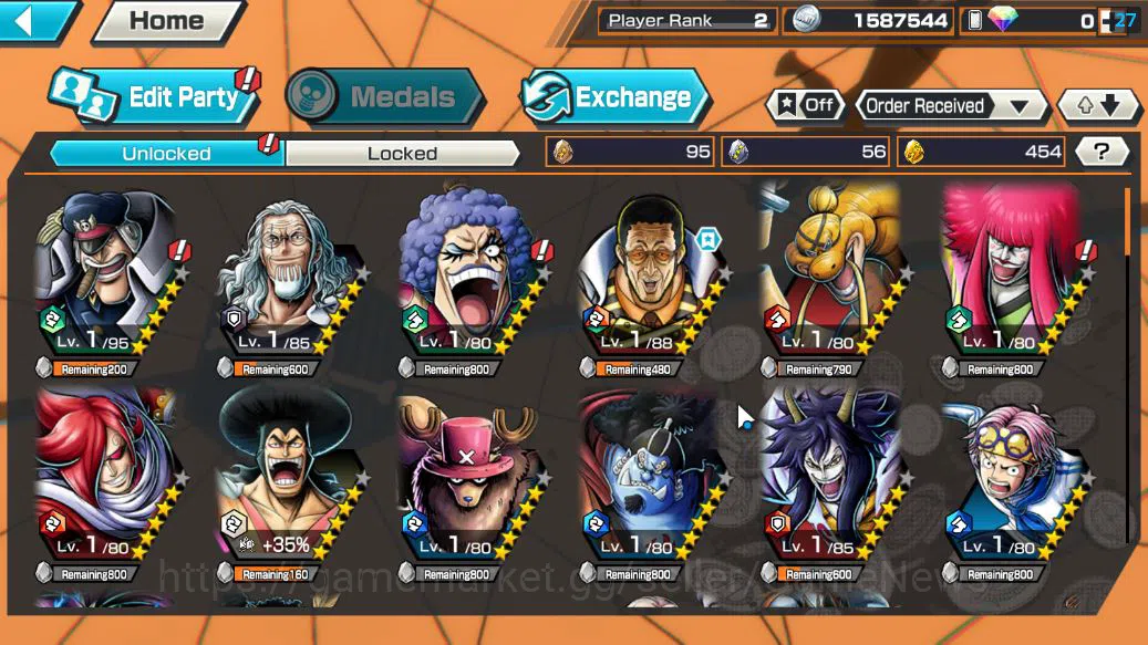One Piece Bounty Rush Accounts Global|3 EX|BP Kuzan,Gear5 Luffy,[Borsalino]|Rank  image 4