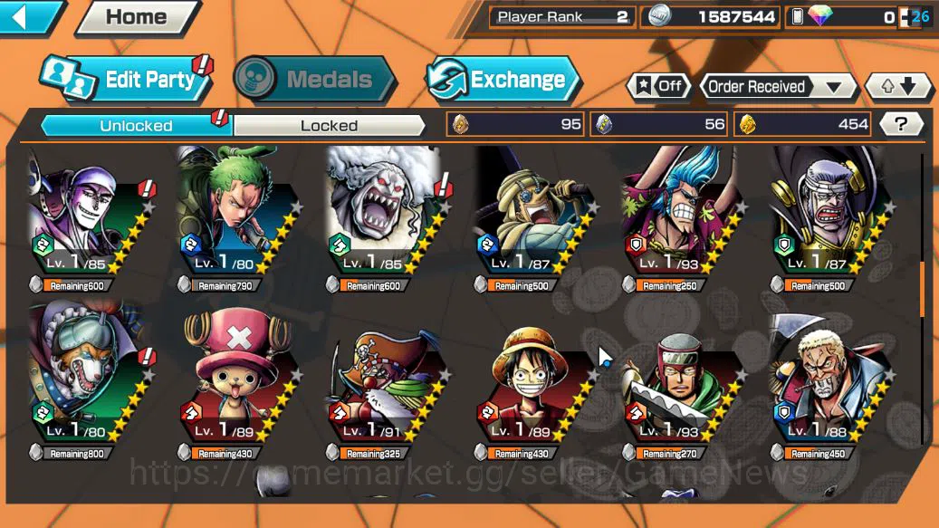 One Piece Bounty Rush Accounts Global|3 EX|BP Kuzan,Gear5 Luffy,[Borsalino]|Rank  image 6