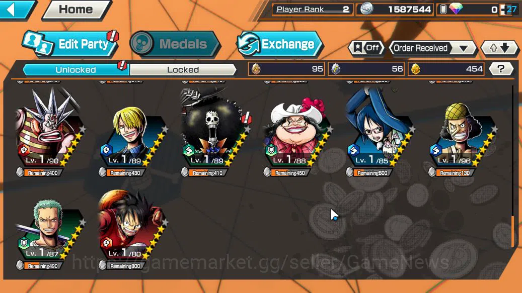 One Piece Bounty Rush Accounts Global|3 EX|BP Kuzan,Gear5 Luffy,[Borsalino]|Rank  image 9