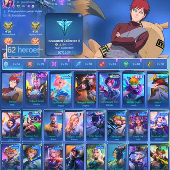 Mobile Legends: Bang Bang Others HERO 62 SKIN 92 | EMBLEM GOOD | VALE GARA| EPIC KH image 1