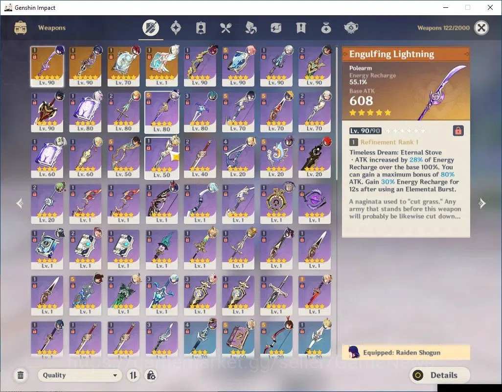 Genshin Impact Accounts ASIA|AR 56|10 Limited+4(*5Weapon)|(Clorinde,Raiden image 5