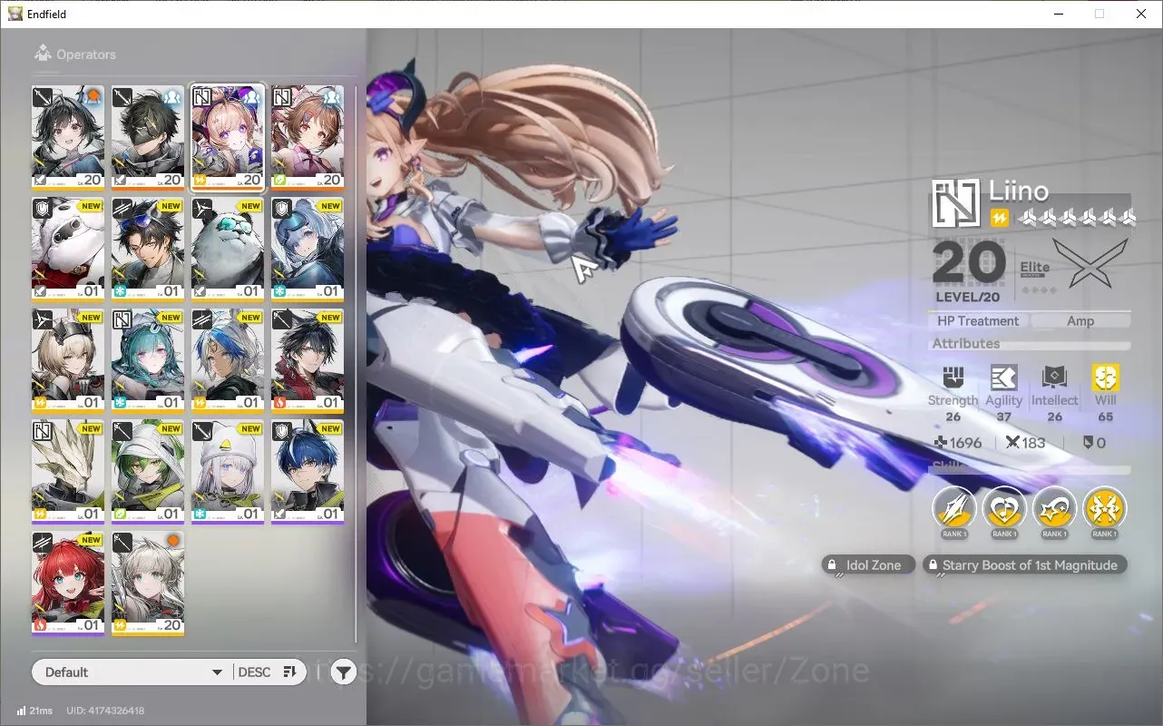 Arknights: Endfield Accounts ASIA|Fresh Starter Ch I Process I| 1 Limit : Liino ( Ardelia ) | Low Explore | Check SS END1051Z 1