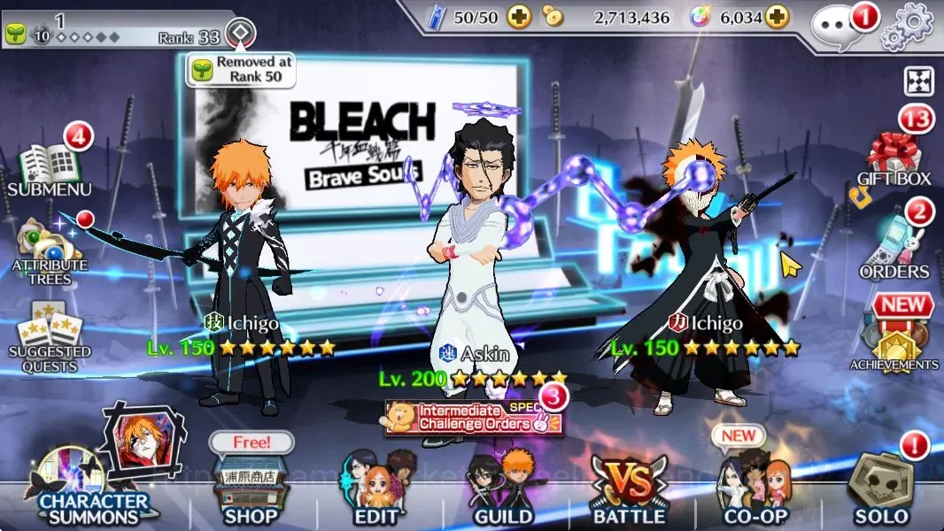 Bleach: Brave Souls Accounts Starter Global |37K BP+6K Orb|Fresh Story| Ichigo Fierce Battle | Askin TYBW25 | Ichigo Renewed 1