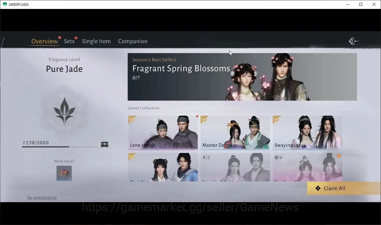 Where Winds Meet Accounts GLOBAL|Lv 5|GS 3676|1 Harmonic Core|Nameless Sword|Lone March set,Anthem of Ages,Golden 12