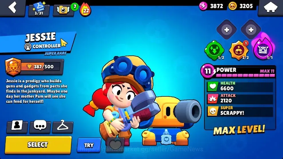Brawl Stars Accounts 1376 Trophy|16 Brawlers 1 Max Lvl [Jessie]|12 Skin image 15