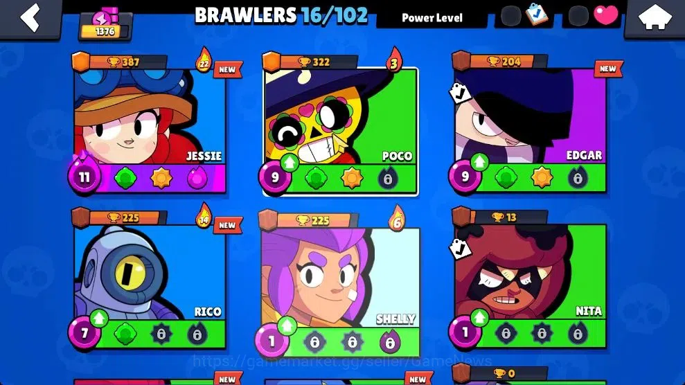 Brawl Stars Accounts 1376 Trophy|16 Brawlers 1 Max Lvl [Jessie]|12 Skin image 5
