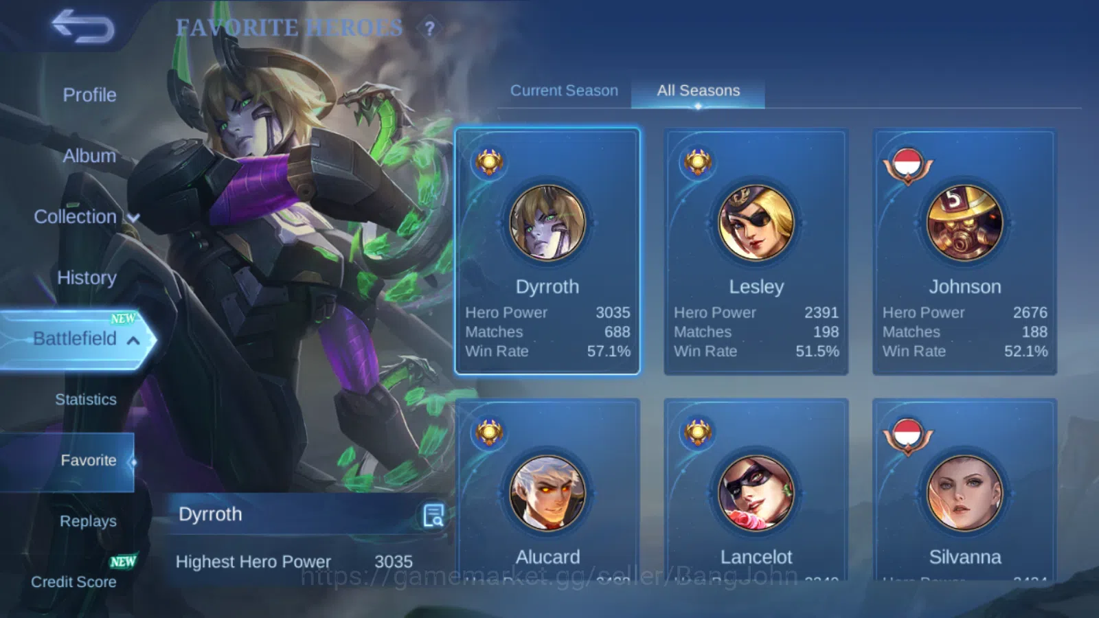 Mobile Legends: Bang Bang Accounts Hero 82 | Skin 128 | Emblem Max 6 | Zodiac Aurora  image 3