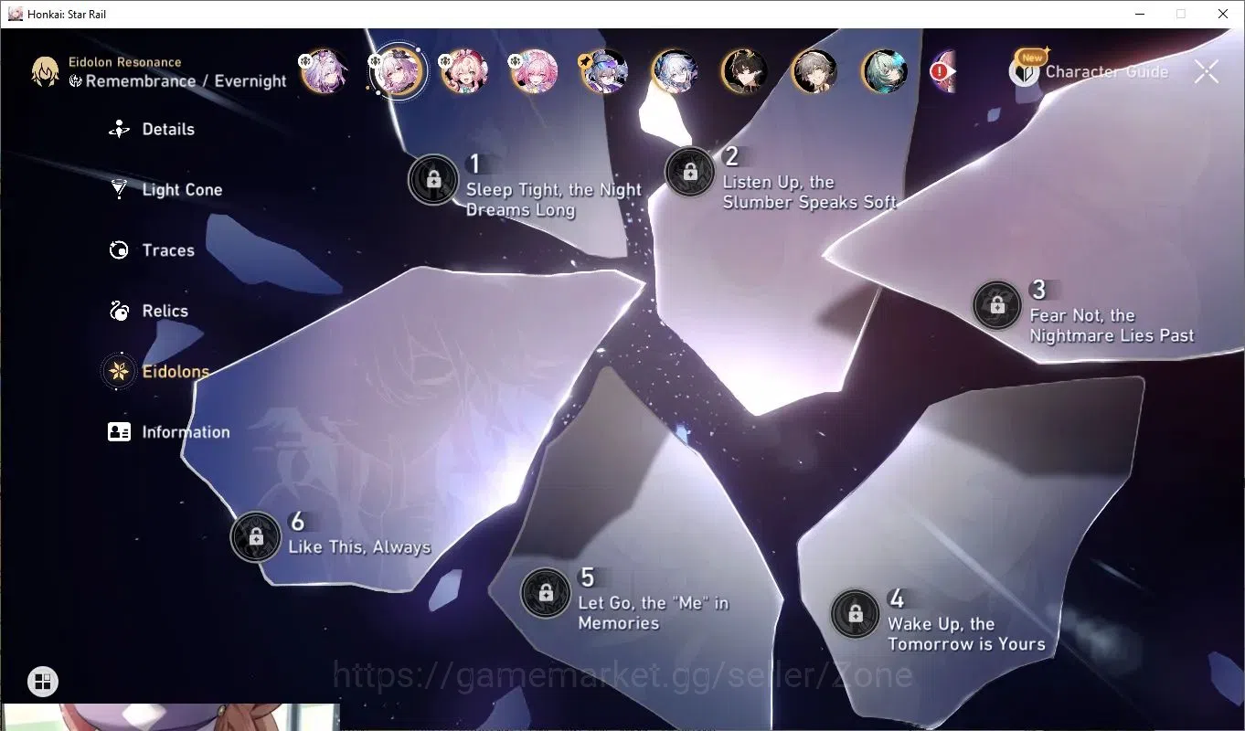 Honkai Star Rail Accounts Others ASIA|10x L80 Characters incl Cyrene, Hyacine, Evernight|Memory's Curtain Never Falls L80 12