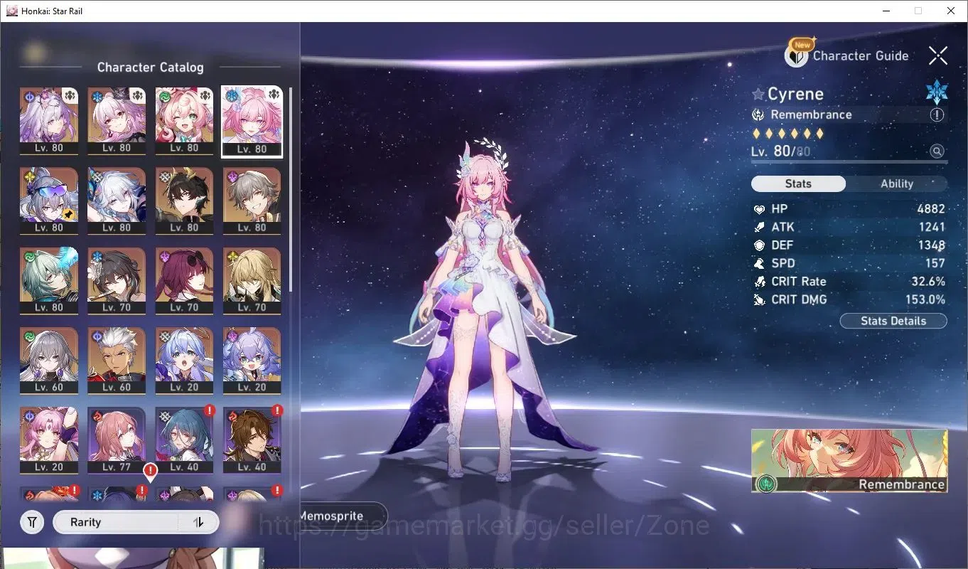 Honkai Star Rail Accounts Others ASIA|10x L80 Characters incl Cyrene, Hyacine, Evernight|Memory's Curtain Never Falls L80 14