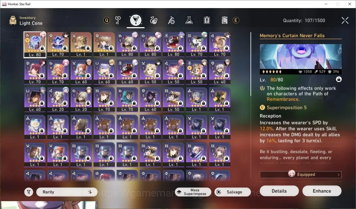 Honkai Star Rail Accounts Others ASIA|10x L80 Characters incl Cyrene, Hyacine, Evernight|Memory's Curtain Never Falls L80 20
