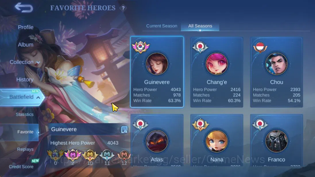 Mobile Legends: Bang Bang Accounts Hero 127|Skin 267|High Glory 62|Kungfu Thamuz,Tran image 17