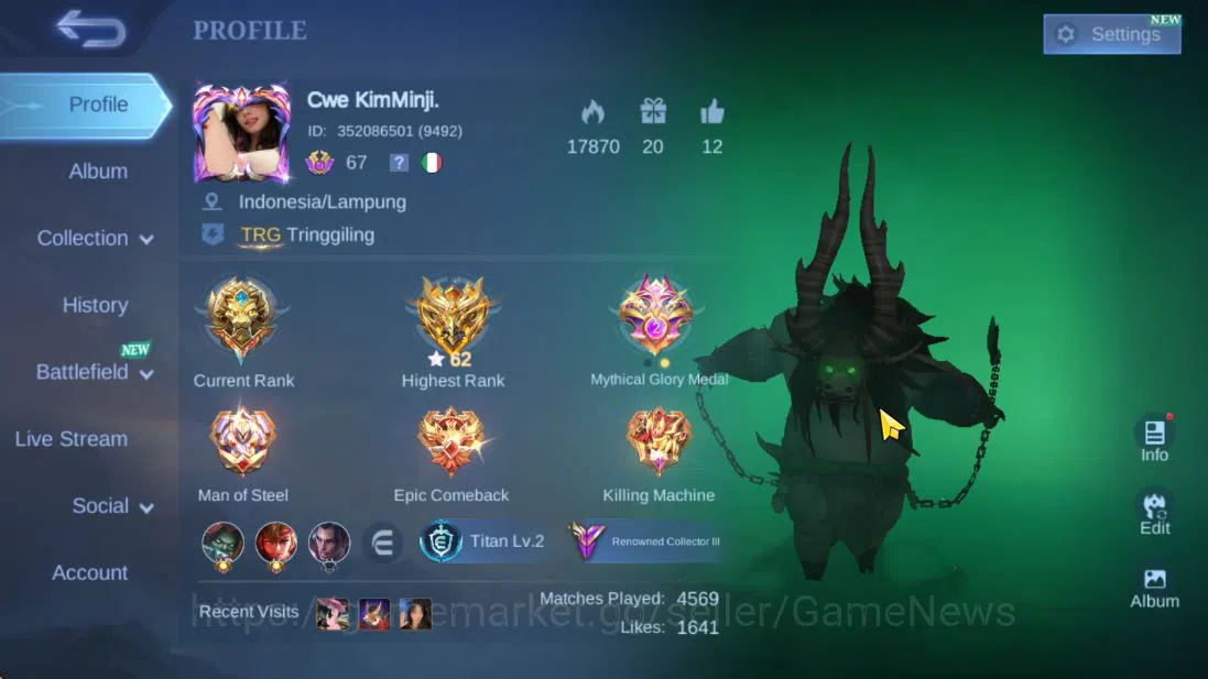 Mobile Legends: Bang Bang Accounts Hero 127|Skin 267|High Glory 62|Kungfu Thamuz,Tran image 20