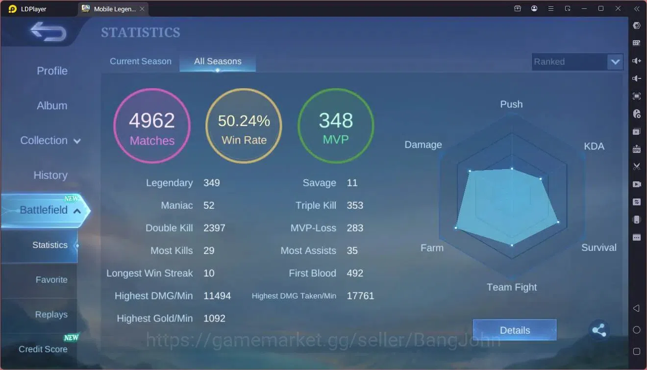 Mobile Legends: Bang Bang Accounts Global|Hero 110|Skin 189|Renowned|KOF Karina|CC Na image 18